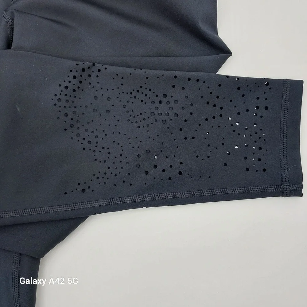 Ideology Womens Black Laser Cut Perforated Active Leggings Yoga Pants SP19 Small